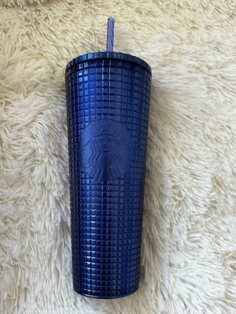 Starbucks 2023 Cobalt Blue Glitter Grid Venti 24oz Cold Cup Tumbler Reusable